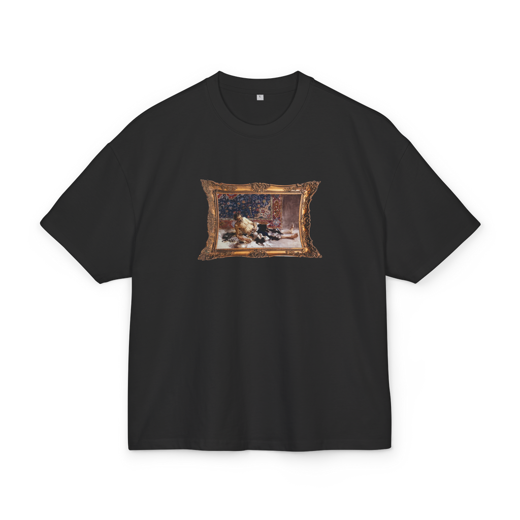 Black heavyweight t-shirt with 'OPIUM A CULTURAL HISTORY' vintage illustration graphic - Streetwear fashion - Offnoir