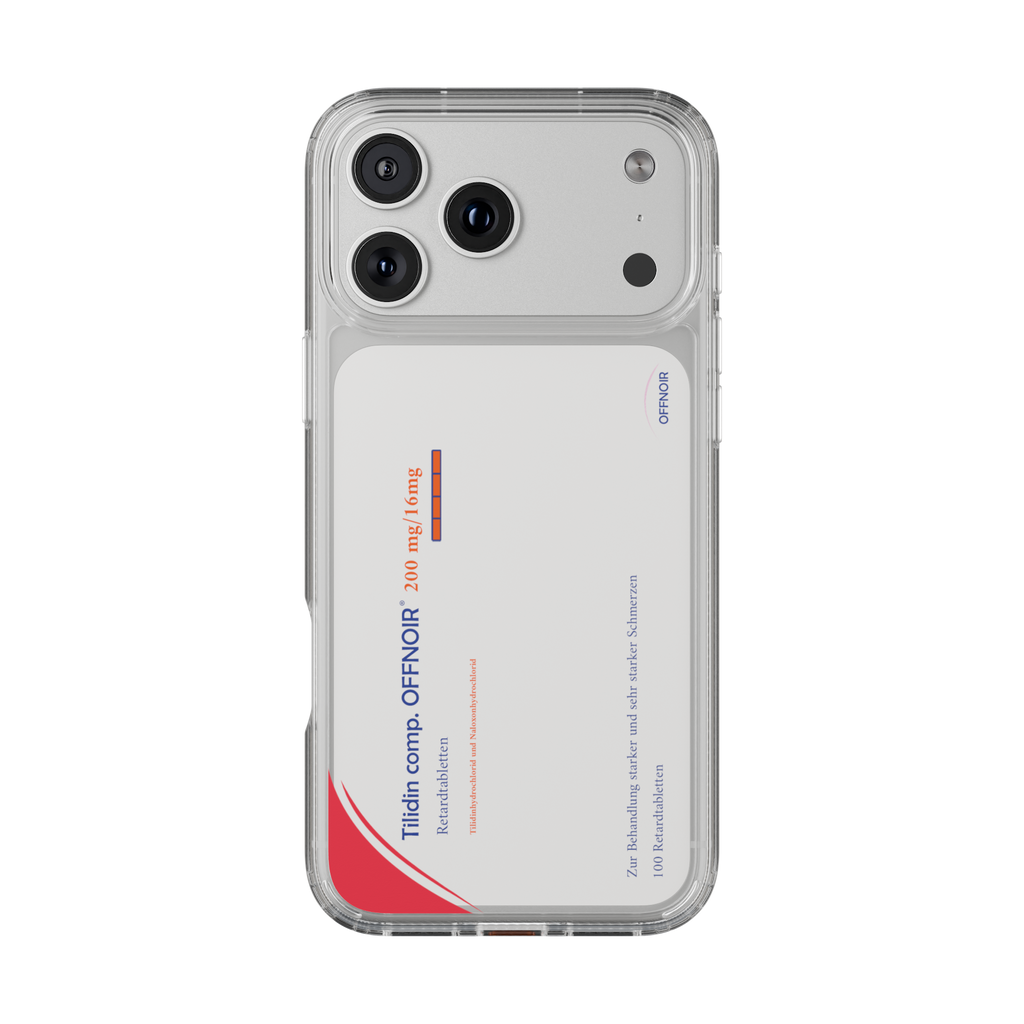 White and orange TILIDIN 200mg pill box design iPhone case - German trap aesthetic - Offnoir