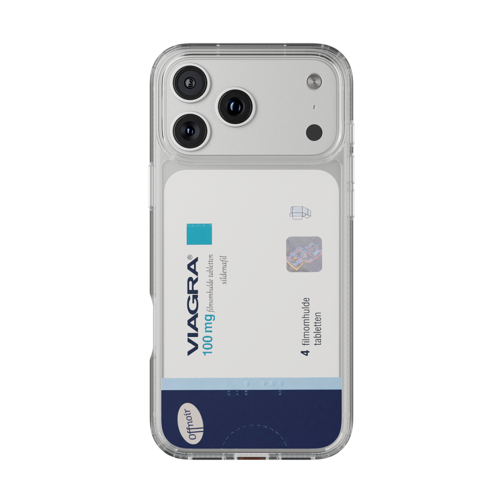 Blue and white VIAGRA 100mg pill box design iPhone case - Medical aesthetic cover - Offnoir